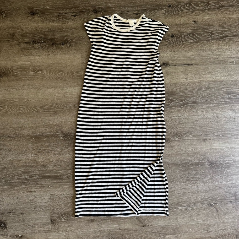 LINEN-BLEND MIDI DRESS